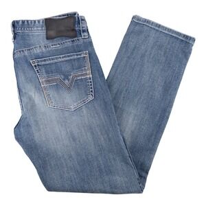 Rock & Roll Denim Mens 36x34 Revolver Slim Straight Jeans Blue Western Med. Wash